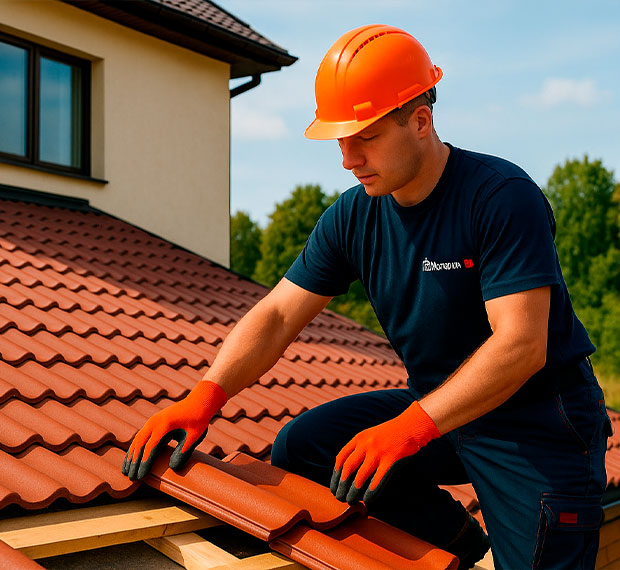 Монтаж кровли из натуральной черепицы в Киреевске