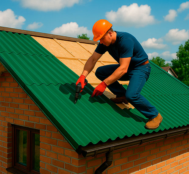 Монтаж кровли из профнастила в Киреевске