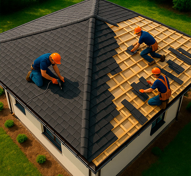 Монтаж четырехскатной крыши в Киреевске