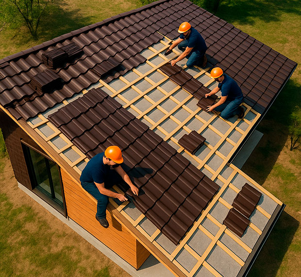 Монтаж 1-скатной крыши в Киреевске